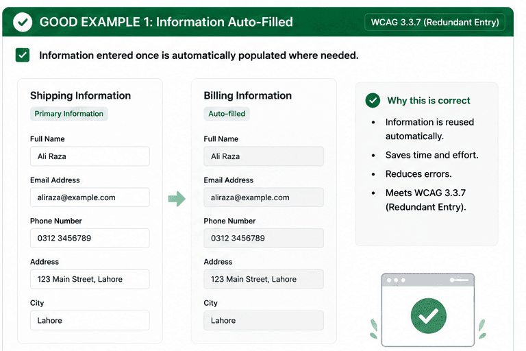 Checkout form that automatically fills billing information from the shipping information instead of asking the user to type it again.